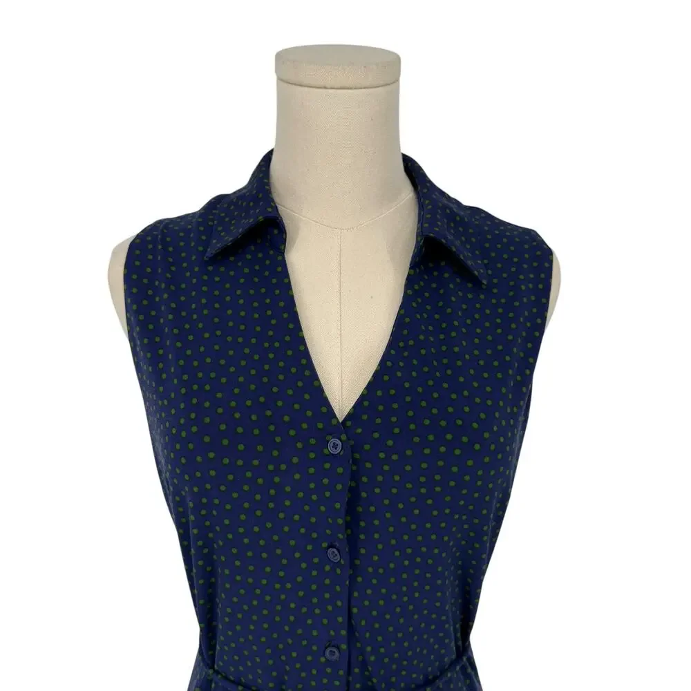 Vintage Y2K Nicole Miller New York Purple Polka Dot Shirt Dress, Size 2